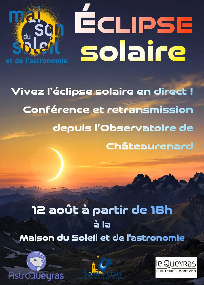 Affiche soirée éclipse solaire à Saint-Véran le 12 août 2026